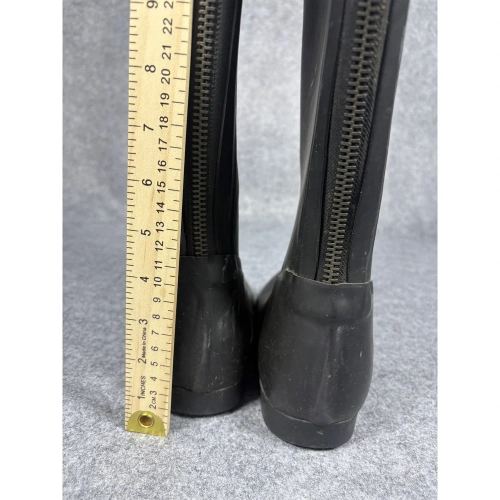 Style #17967 Tall Back Zip Rain Boots 8‎ Black Waterproof Rubber